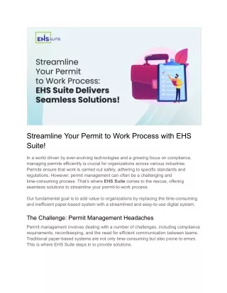 EHS Suit Work Permit Software