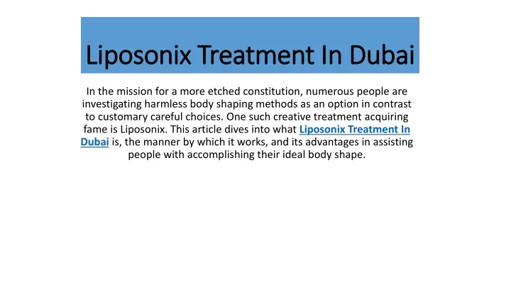 liposonix liposonix treatment in dubai treatment