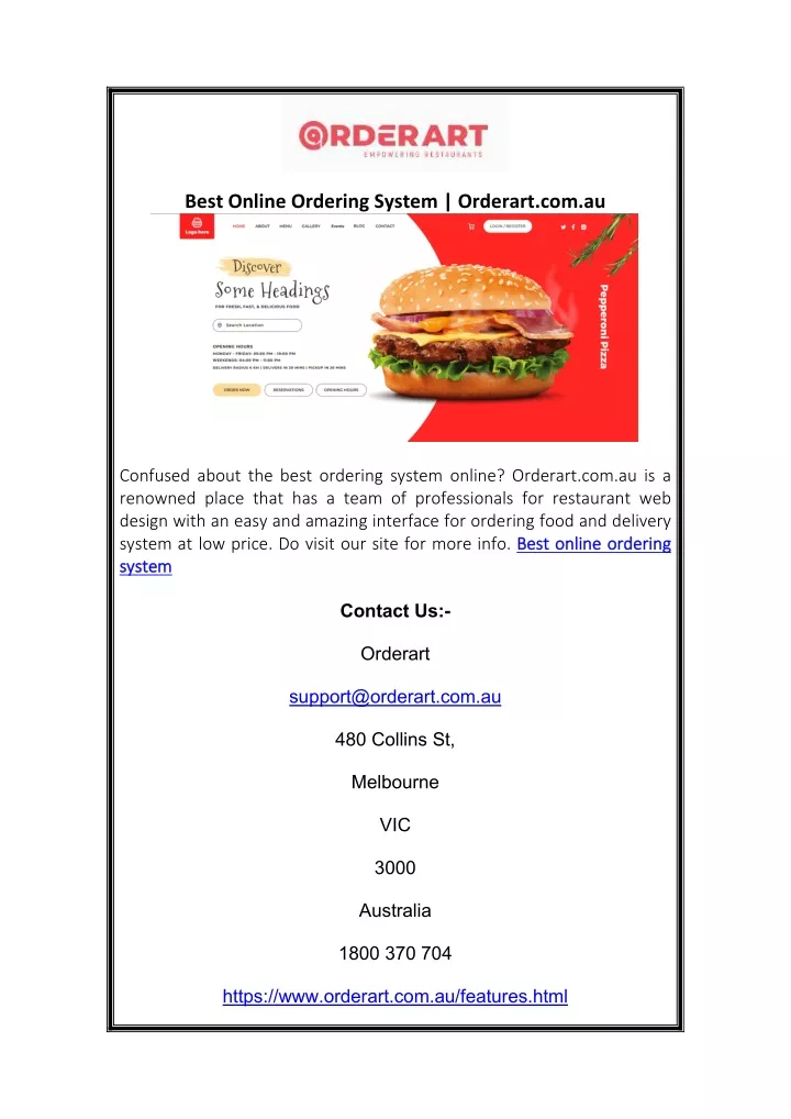 best online ordering system orderart com au