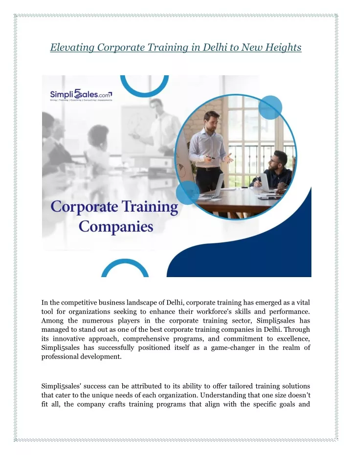 elevating corporate training in delhi