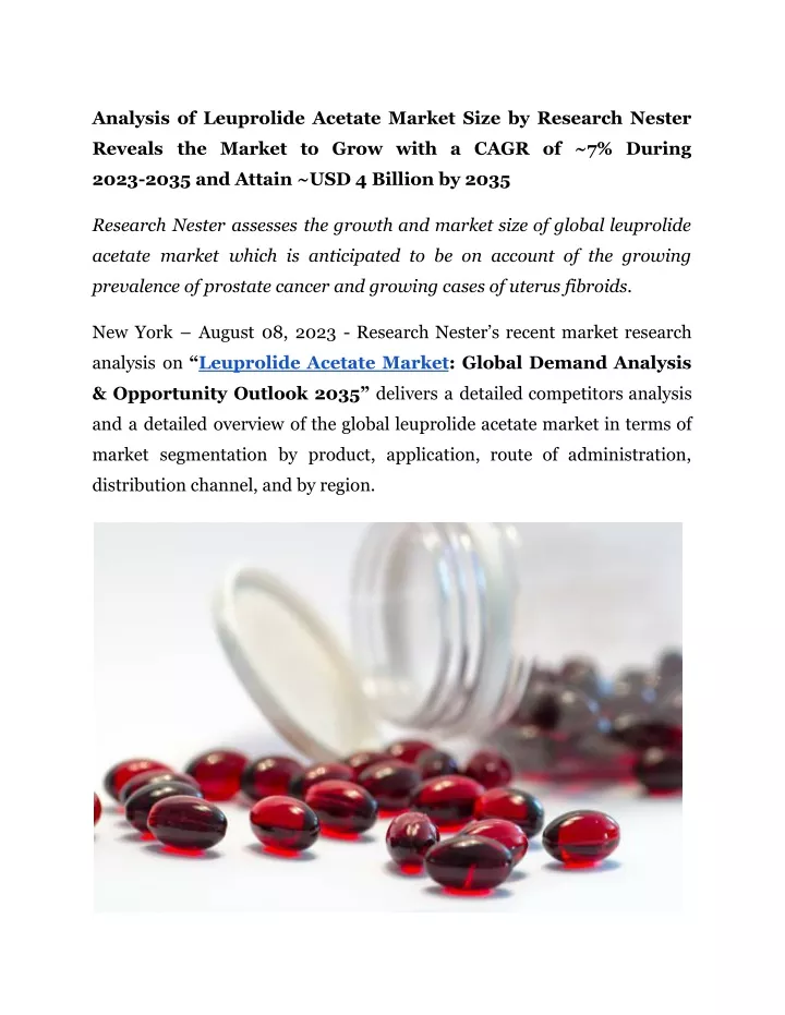 analysis of leuprolide acetate market size