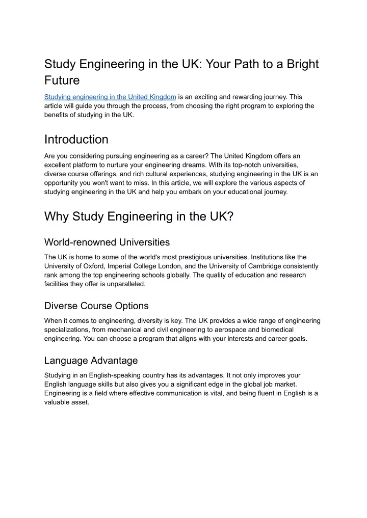 study engineering in the uk your path to a bright