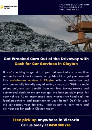 Get Wrecked Cars Out of the Driveway with Cash for Car Services in Clayton