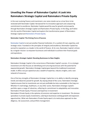 Unveiling the Power of Rainmaker Capital_ A Look into Rainmakers Strategic Capital and Rainmakers Private Equity