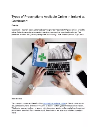 Types of Prescriptions Available Online in Ireland at Getsickcert