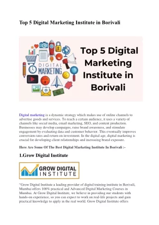 Top 5 Digital Marketing Institute in Borivali