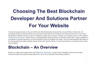 choosing the best blockchain developer