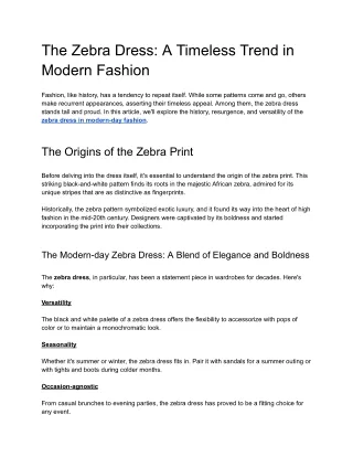 The Zebra Dress_ A Timeless Trend in Modern Fashion
