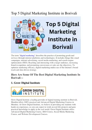 Top 5 Digital Marketing Institute in Borivali