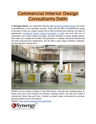Commercial Interior Design Consultants Delhi