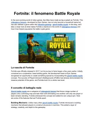 Fortnite: il fenomeno Battle Royale