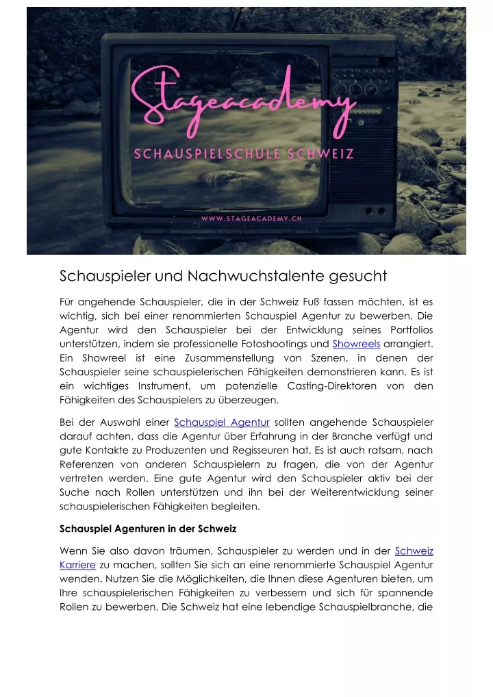 schauspieler und nachwuchstalente gesucht