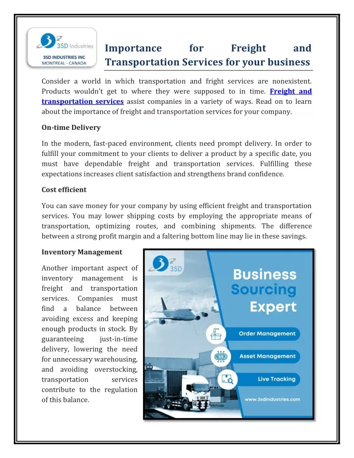 importance transportation services for your