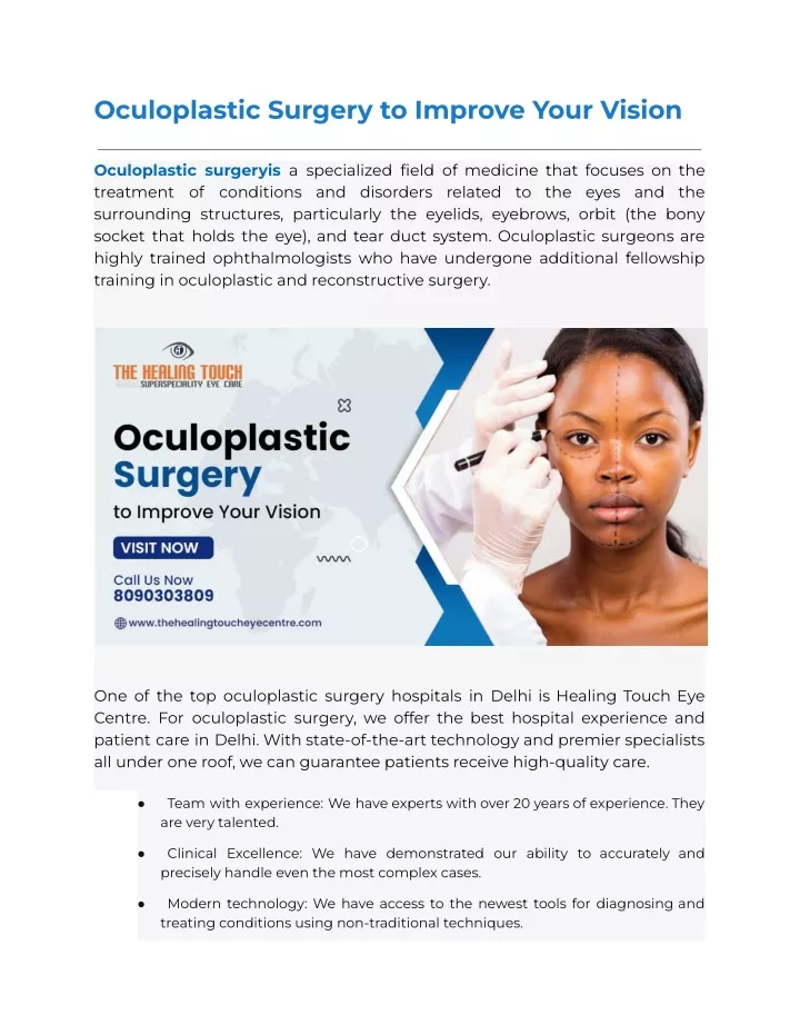 oculoplastic surgery to improve your vision