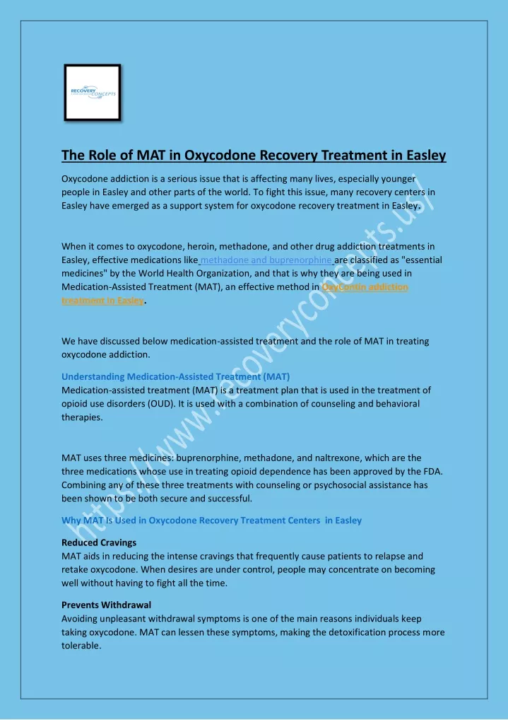 the role of mat in oxycodone recovery treatment