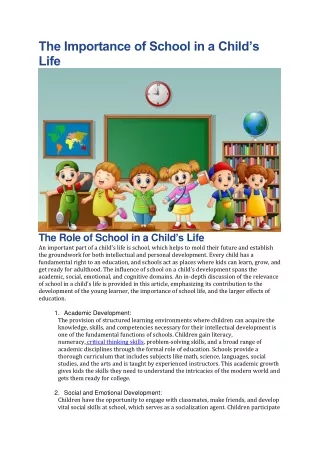 the importance of school in a child s life