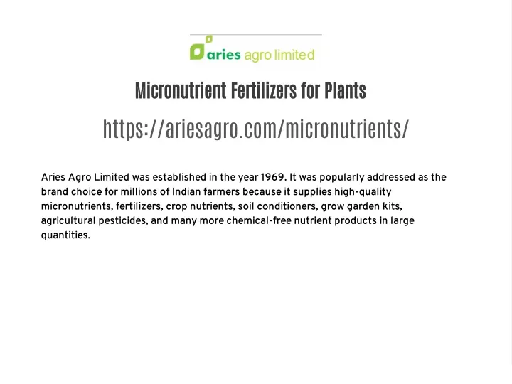 micronutrient fertilizers for plants https