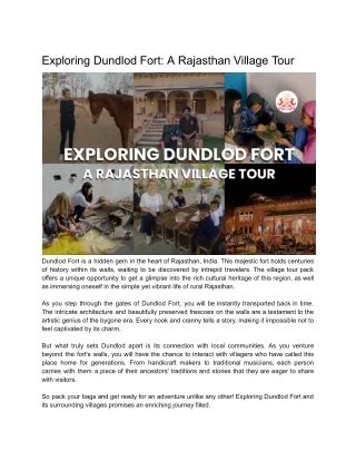 Exploring Dundlod Fort: A Rajasthan Village Tour