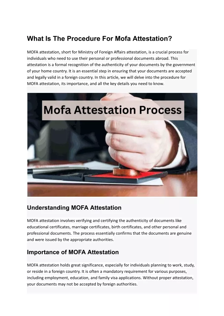 PPT - What Is The Procedure For Mofa Attestation? PowerPoint ...