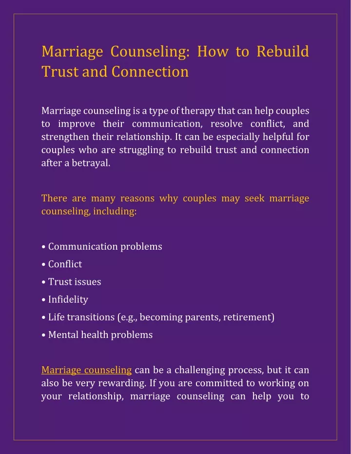 marriage counseling how to rebuild trust