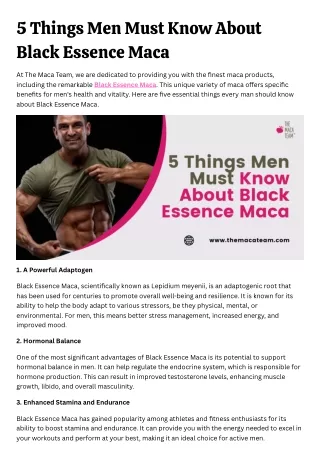 5 Things Men Must Know About the Essence of Black Maca