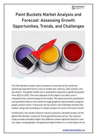 paint buckets market analysis and forecast