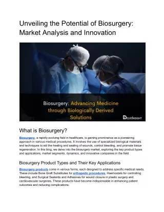 unveiling the potential of biosurgery market