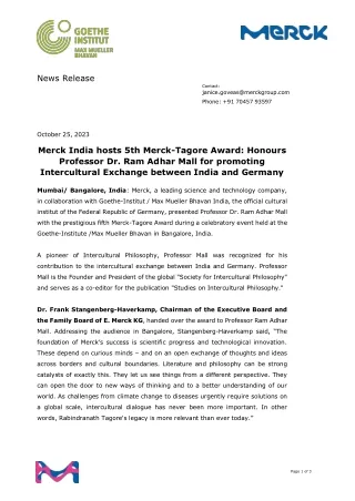 Merck India hosts 5th Merck-Tagore Award