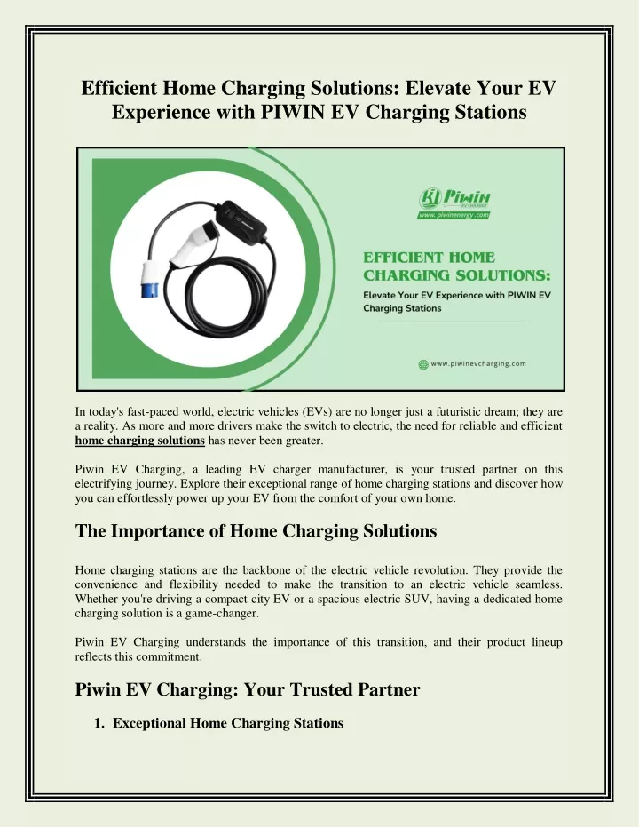 efficient home charging solutions elevate your