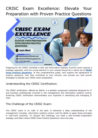 crisc preparation with proven practice questions