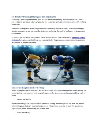 Ice Hockey Betting Strategies for Beginners