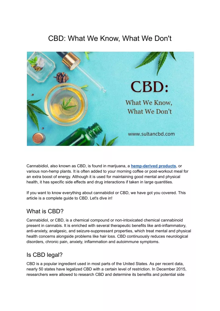 cbd what we know what we don t