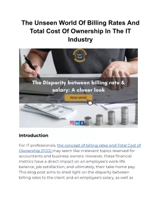 the unseen world of billing rates and total cost