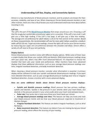 Understanding Cuff Size, Display, and Connectivity Options