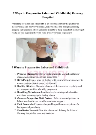 7 Ways to Prepare for Labor and Childbirth  | Kauvery Hospital