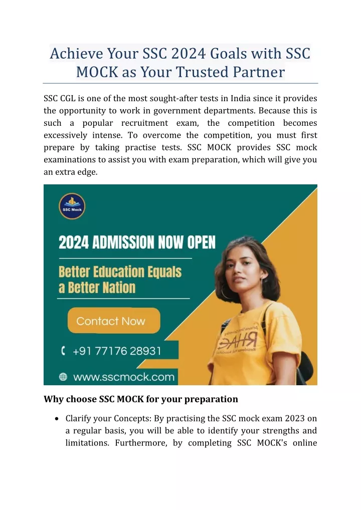 achieve your ssc 2024 goals with ssc mock as your