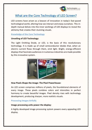 what are the core technology of led screen what