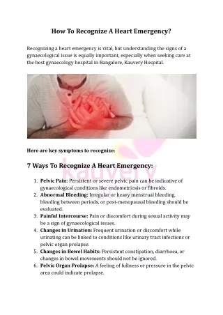 How To Recognize A Heart Emergency? | Kauvery Hospital