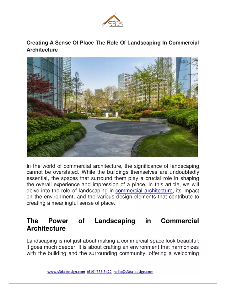 creating a sense of place the role of landscaping