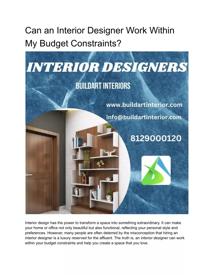 can an interior designer work within my budget