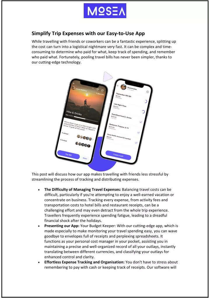 simplify trip expenses with our easy to use app