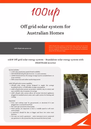 Off grid solar system for Australian Homes