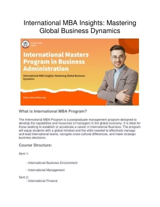 international mba insights mastering global