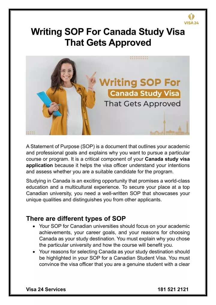 writing sop for canada study visa that gets