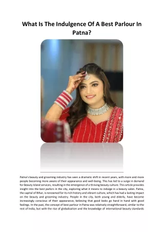 what is the indulgence of a best parlour in patna