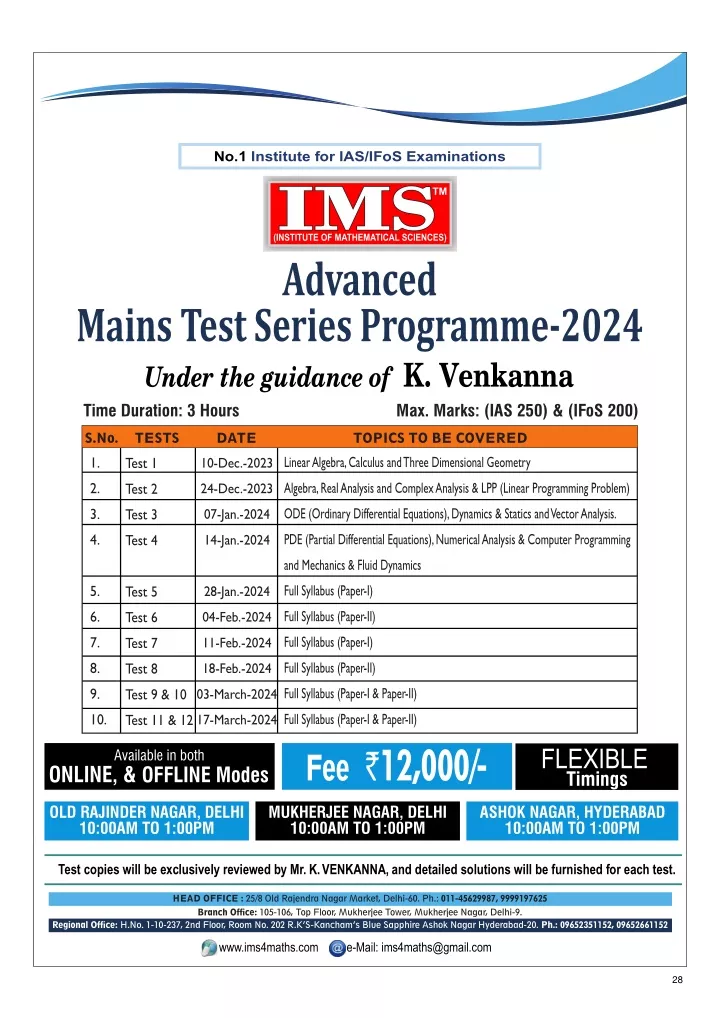 no 1 institute for ias ifos examinations