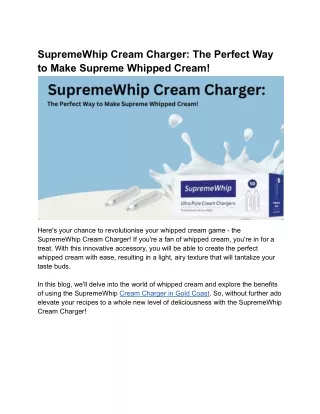 Exploring the Smartwhip_ Revolutionizing Cream Chargers