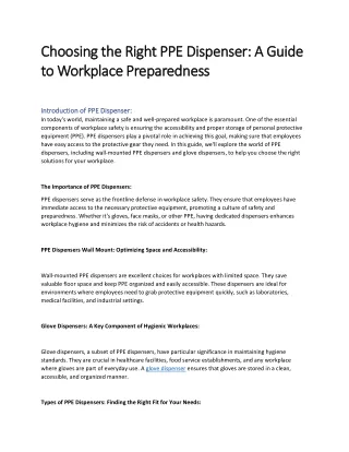 Choosing the Right PPE Dispenser A Guide to Workplace Preparedness