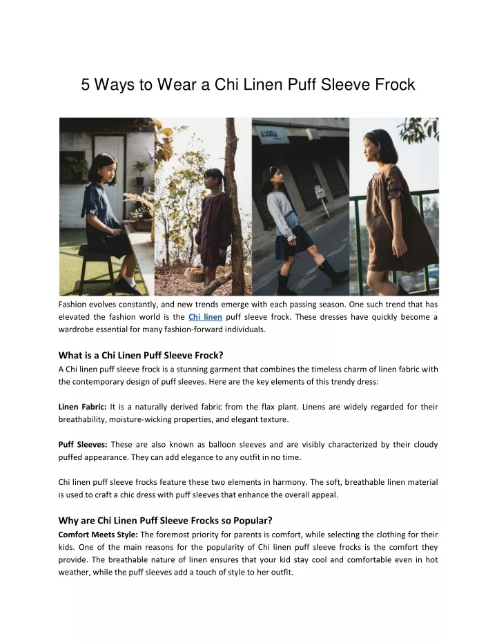 5 ways to wear a chi linen puff sleeve frock