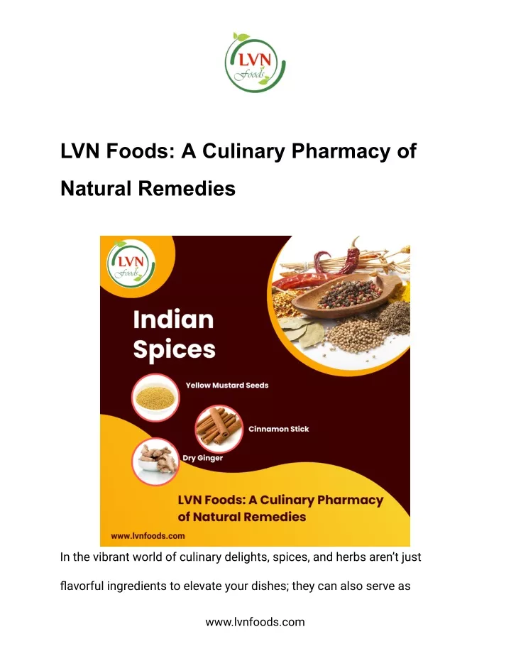 lvn foods a culinary pharmacy of